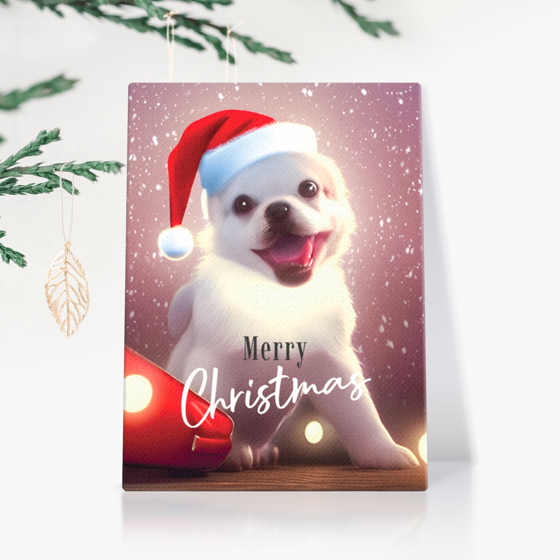 Christmas Painting On Canvas - Dog | Front View | Seepu