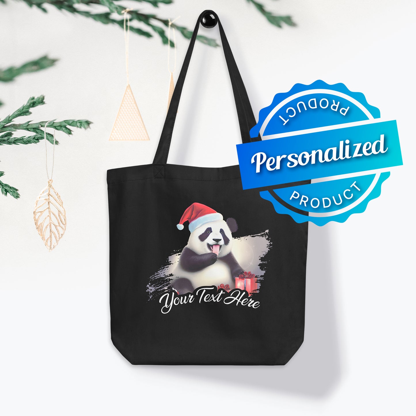 Personalized Christmas Eco Tote Bag - Panda | Seepu