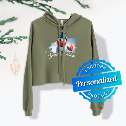 Personalized Christmas Women's Cropped Hoodie - Penguin | Seepu 