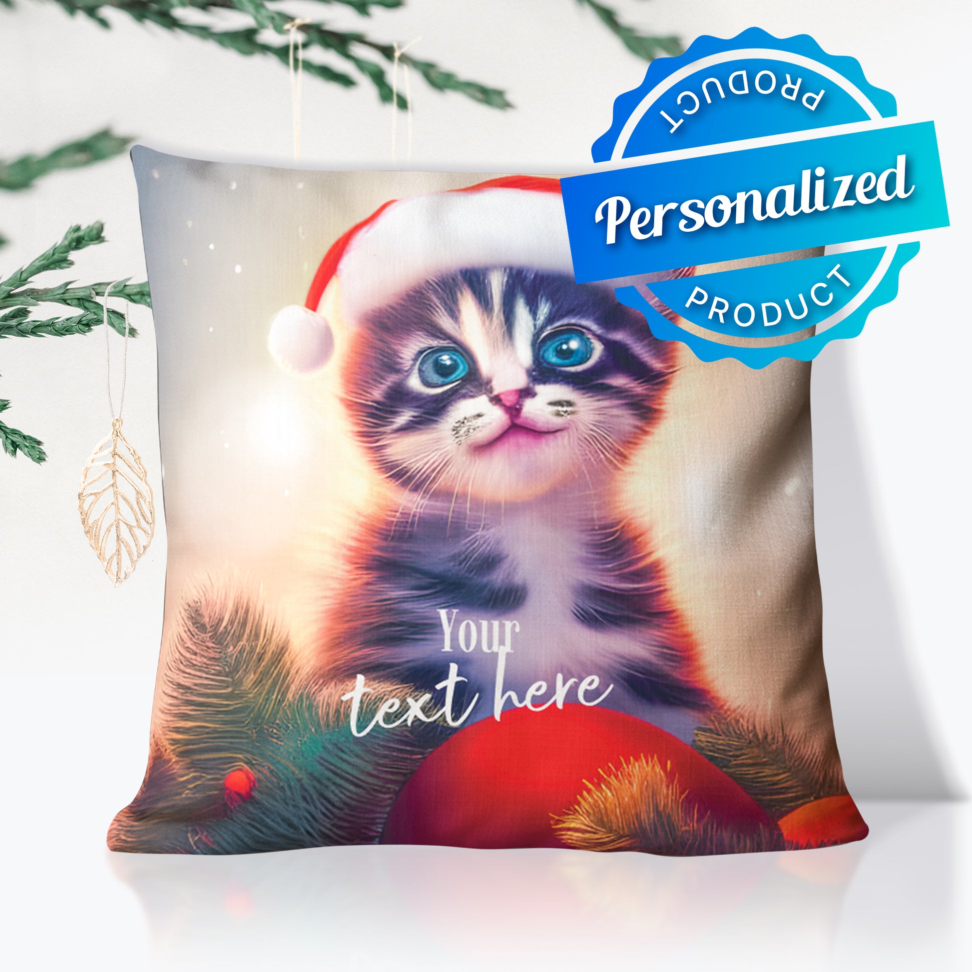 Personalized Christmas Pillow - Cat | Seepu