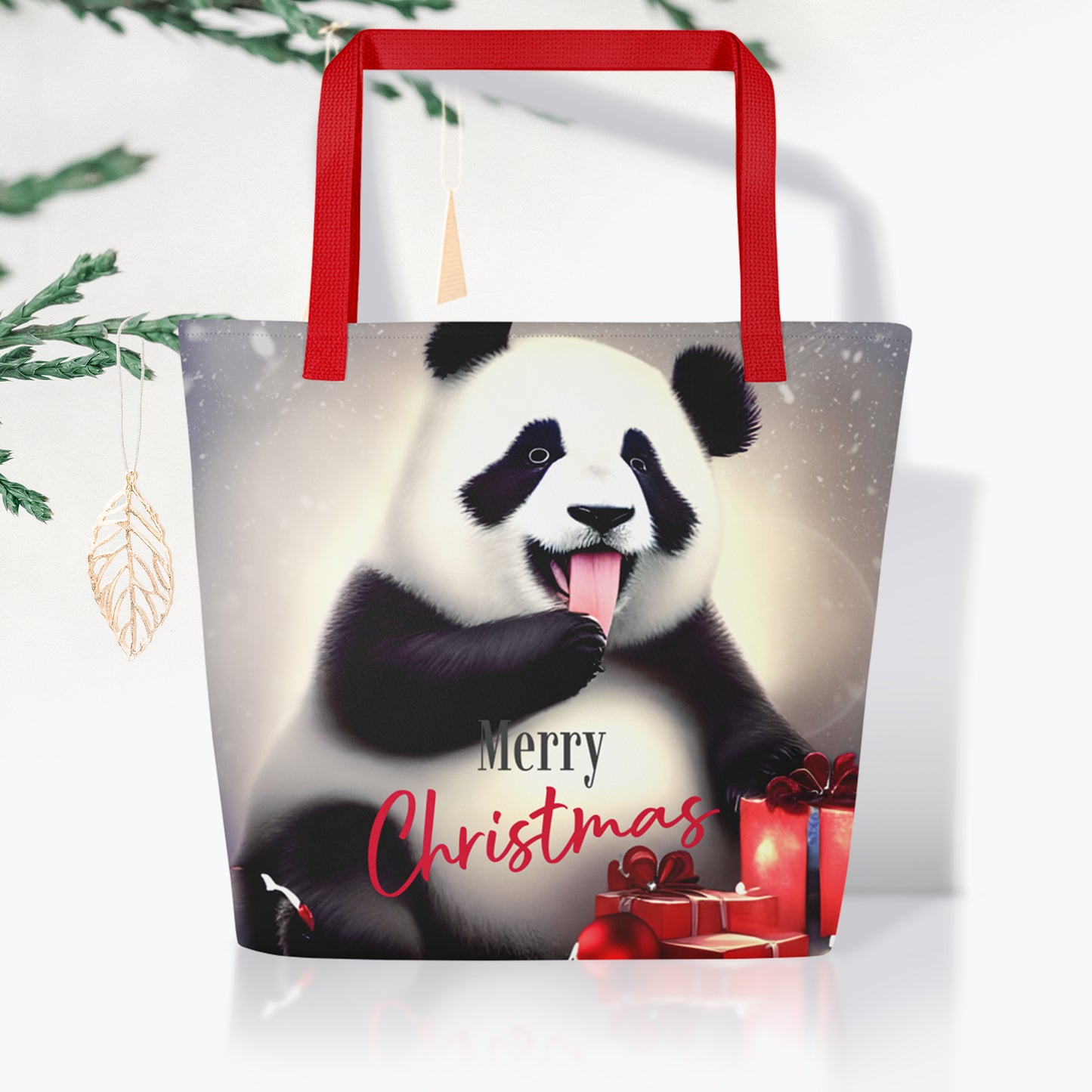 Christmas Large Tote Bag With Pocket - Goat