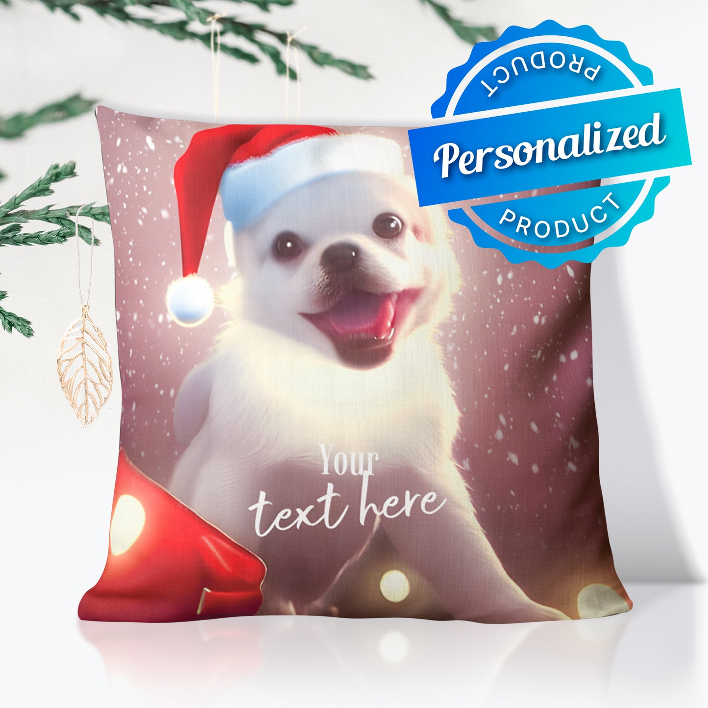 Personalized Chrstmas Pillow - Dog | Seepu