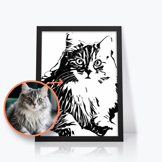 Personalized Pet Line Drawing Framed Poster | Seepu