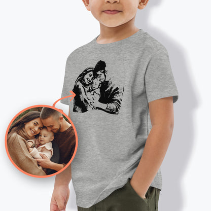 Personalized Line Drawing Organic Cotton Kids T-Shirt | Seepu