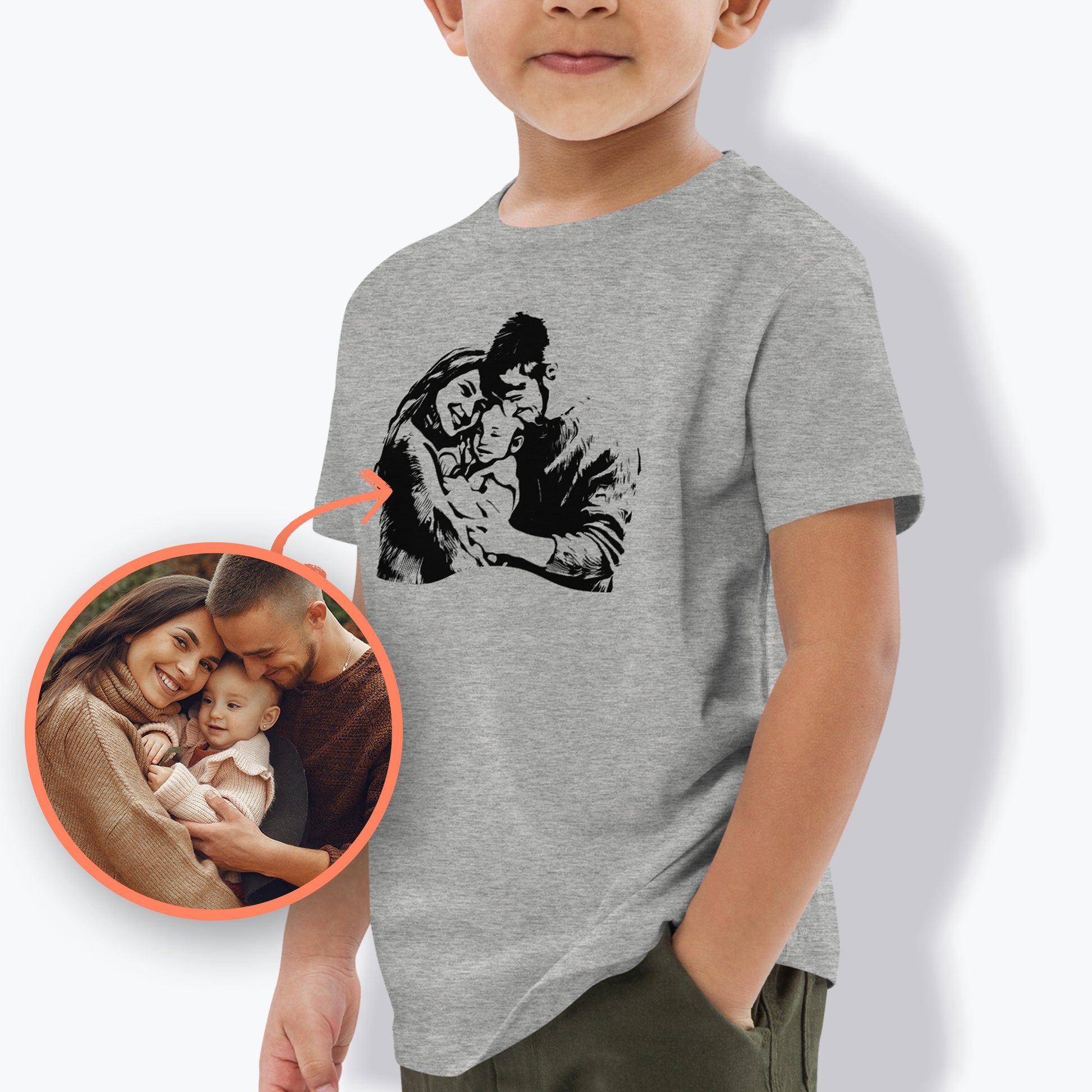 Personalized Line Drawing Organic Cotton Kids T-Shirt | Seepu