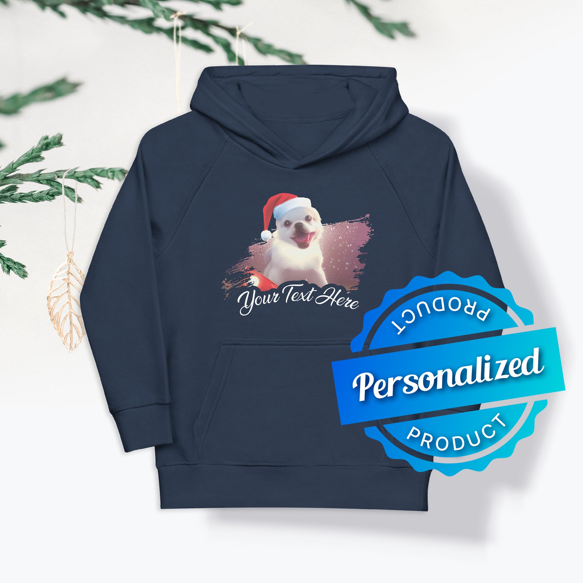 Personalized Christmas Kids Eco Hoodie - Dog |  Seepu