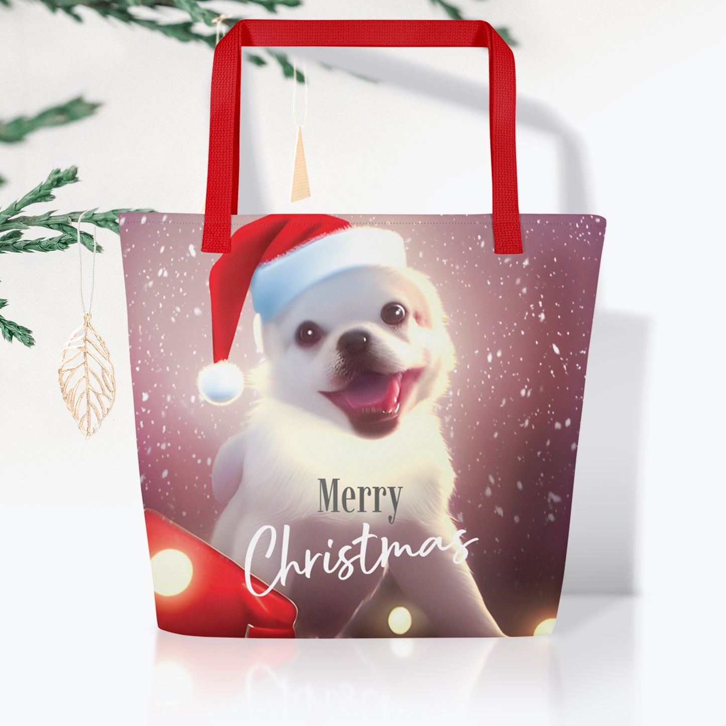 Christmas All-Over Print Large Tote Bag - Dog | Seepu 