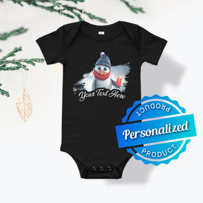 Personalized Christmas Baby Short Sleeve One Piece - Penguin | Seepu