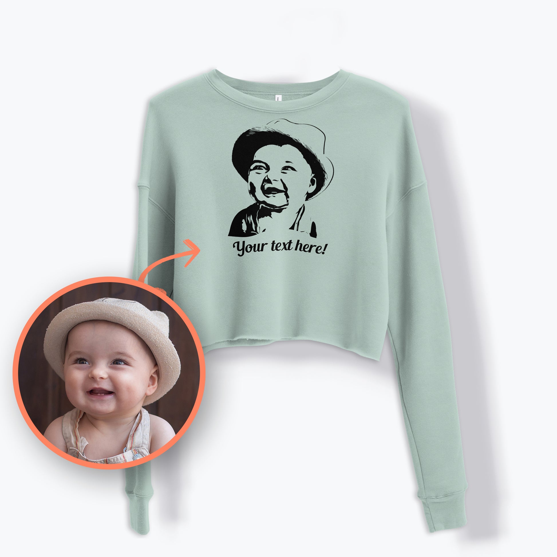 Personalized Line Drawing Crop Sweatshirt | Seepu