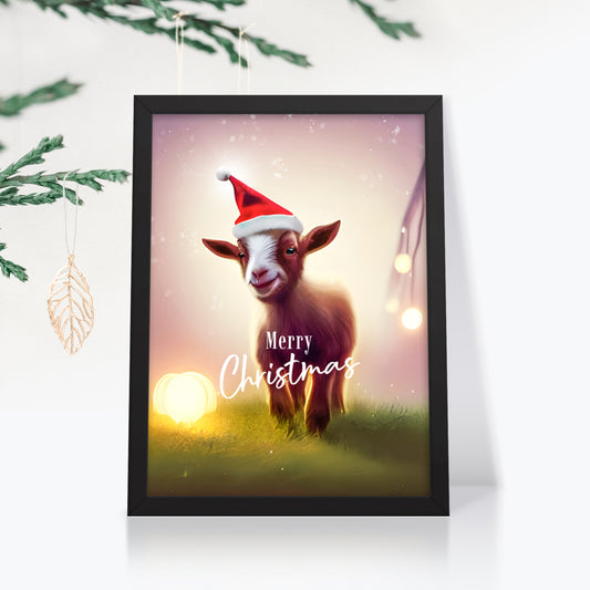 Christmas Framed Poster - Goat | Front View | Seepu