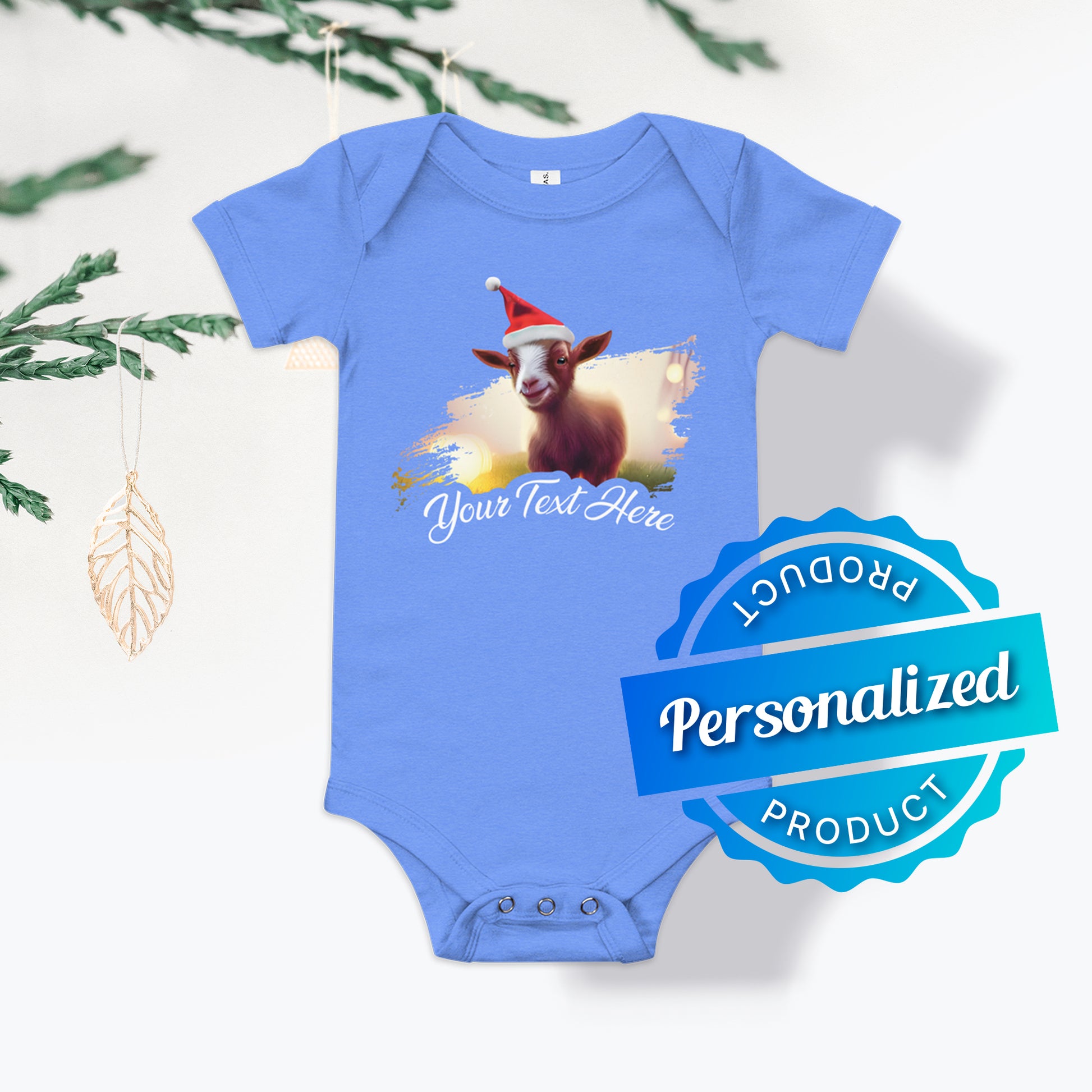 Personalized Christmas Baby Short Sleeve One Piece - Goat | Seepu 