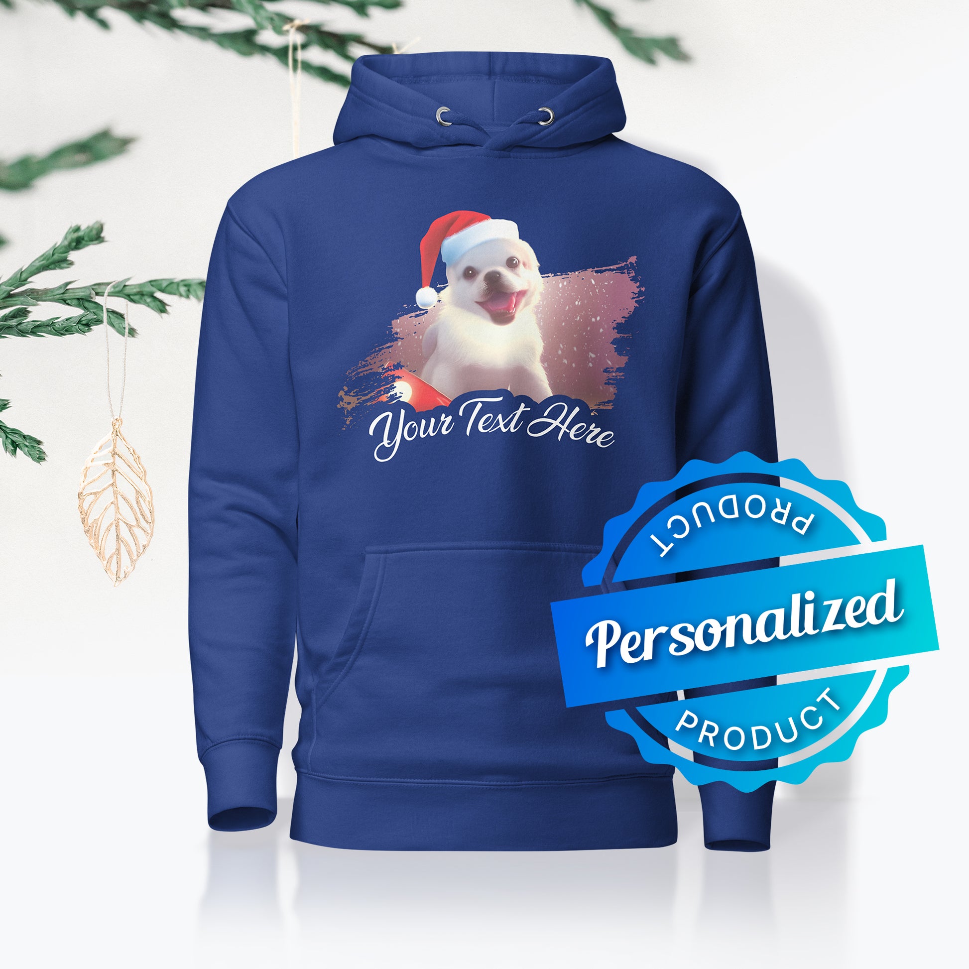 Personalized Unisex Hoodie Christmas Dog | front view | Seepy