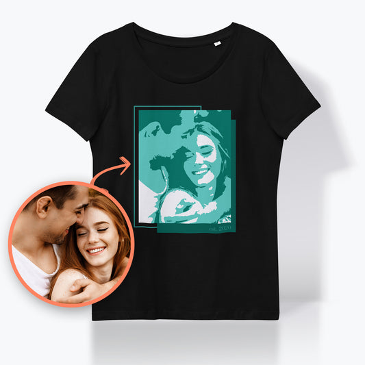 Personalized Women's T-Shirt - Large Portrait in Green | Seepu