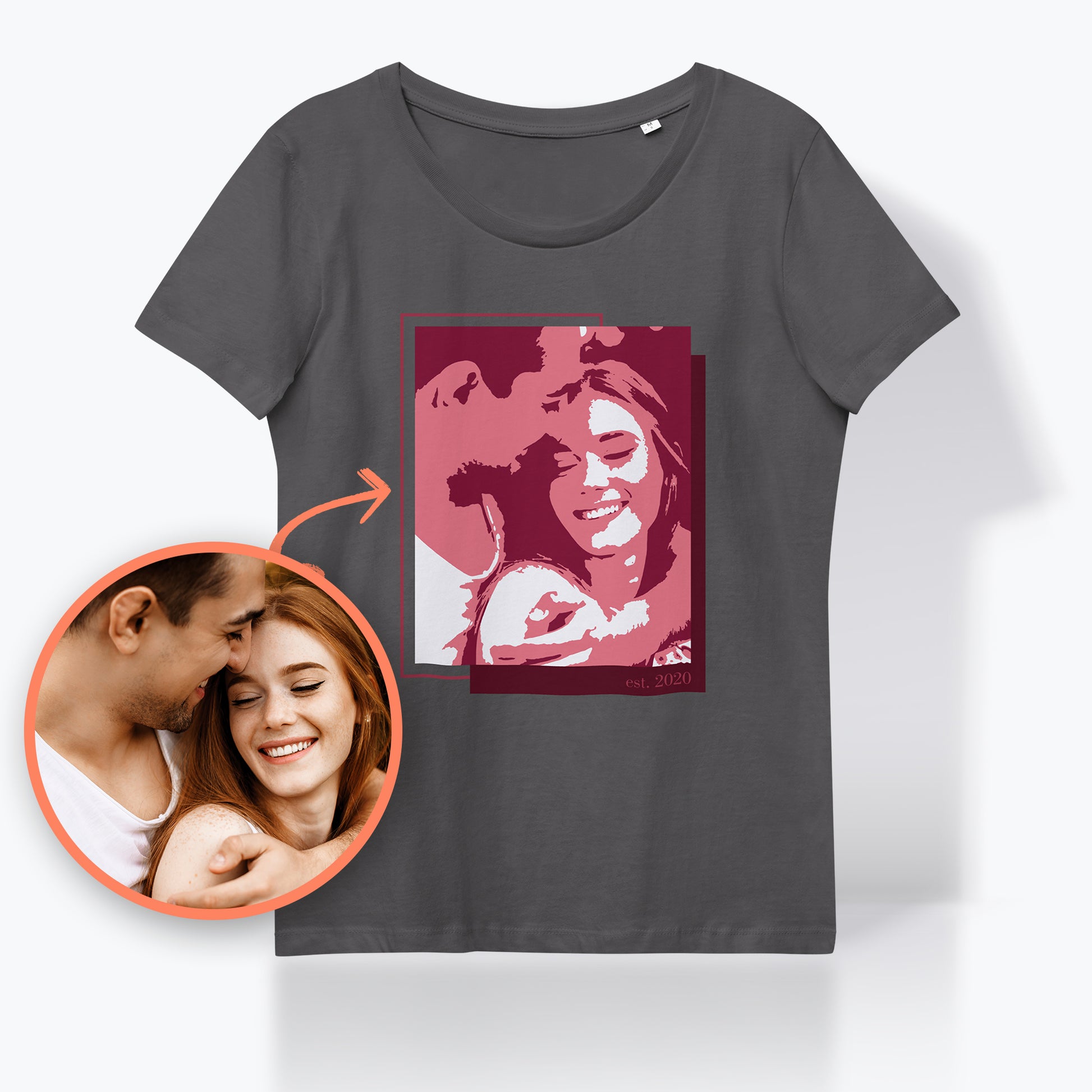 Personalized Women's T-Shirt - Large Portrait in red | Seepu