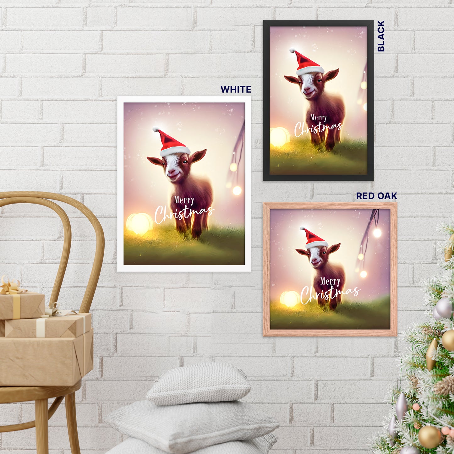 Christmas Framed Poster - Goat | Christmas Decor | Seepu