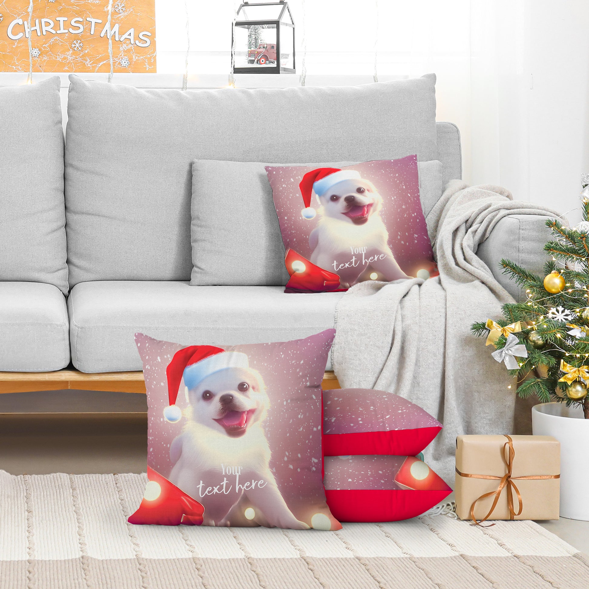  Personalized Christmas Pillow Case - Dog | Seepu | three