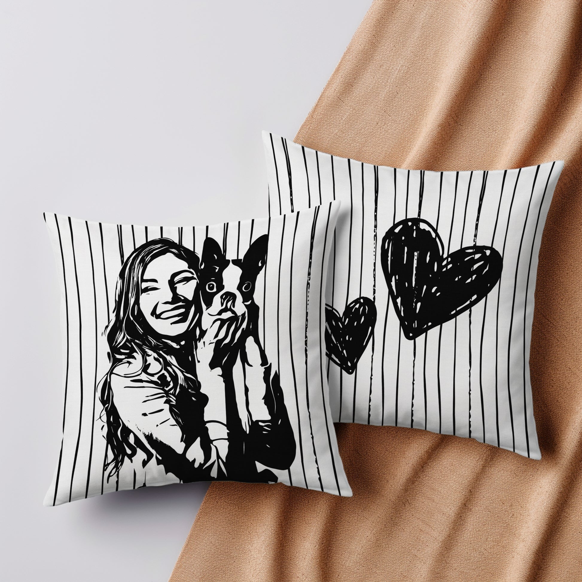 Personalized Line Drawing Pillow Case | Seepu | front and back