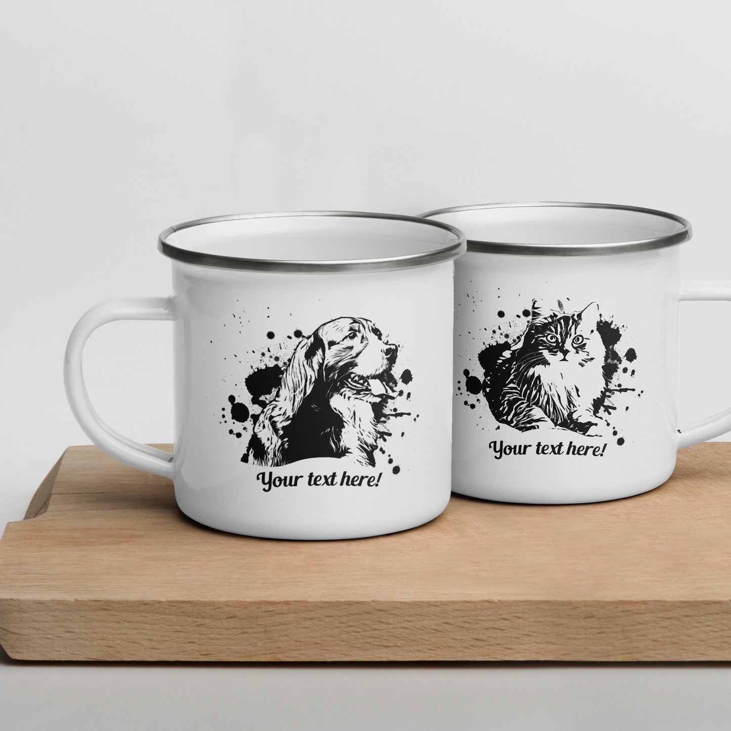 Personalized Pet Line Drawing Enamel Mug