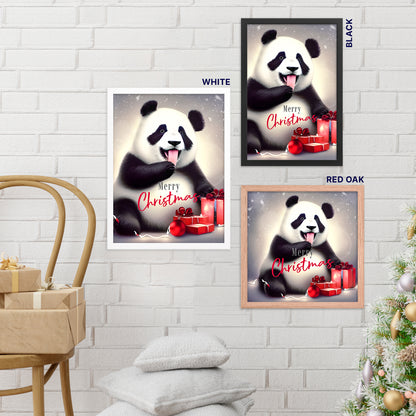 Christmas Framed Poster - Panda | Front View | Christmas Decor | Seepu