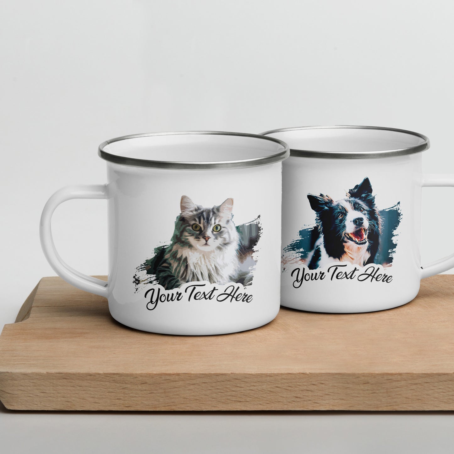 Personalized Pet Photo Enamel Mug | Seepu | cat and dog