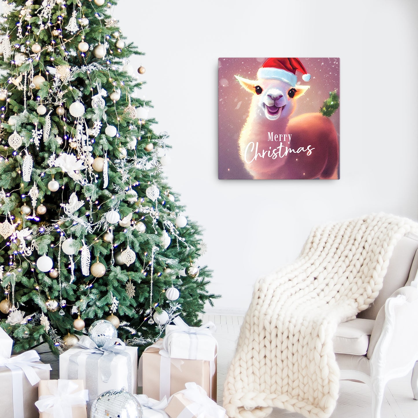 Christmas Canvas Lama | Wall decor | Xmas Decoration