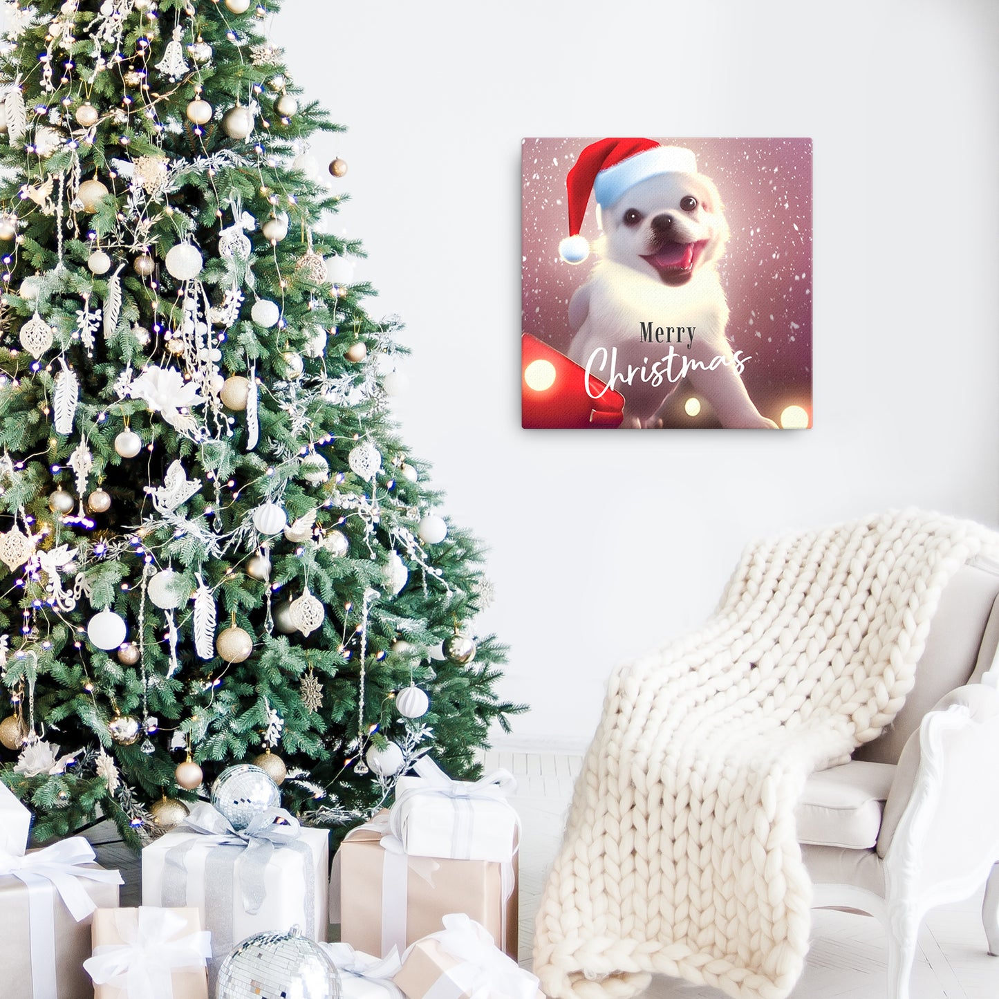 Christmas Painting On Canvas - Dog | Christmas Decoration | Seepu