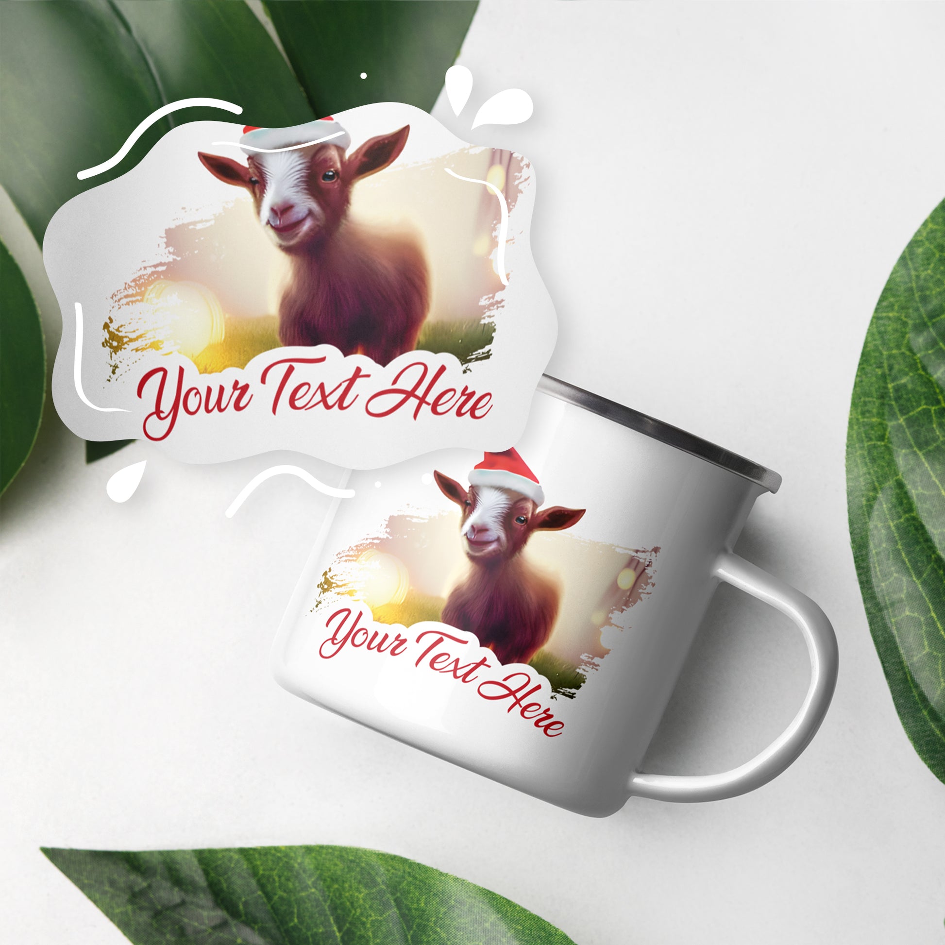 Christmas Enamel Mug - Goat | Seepu | custom