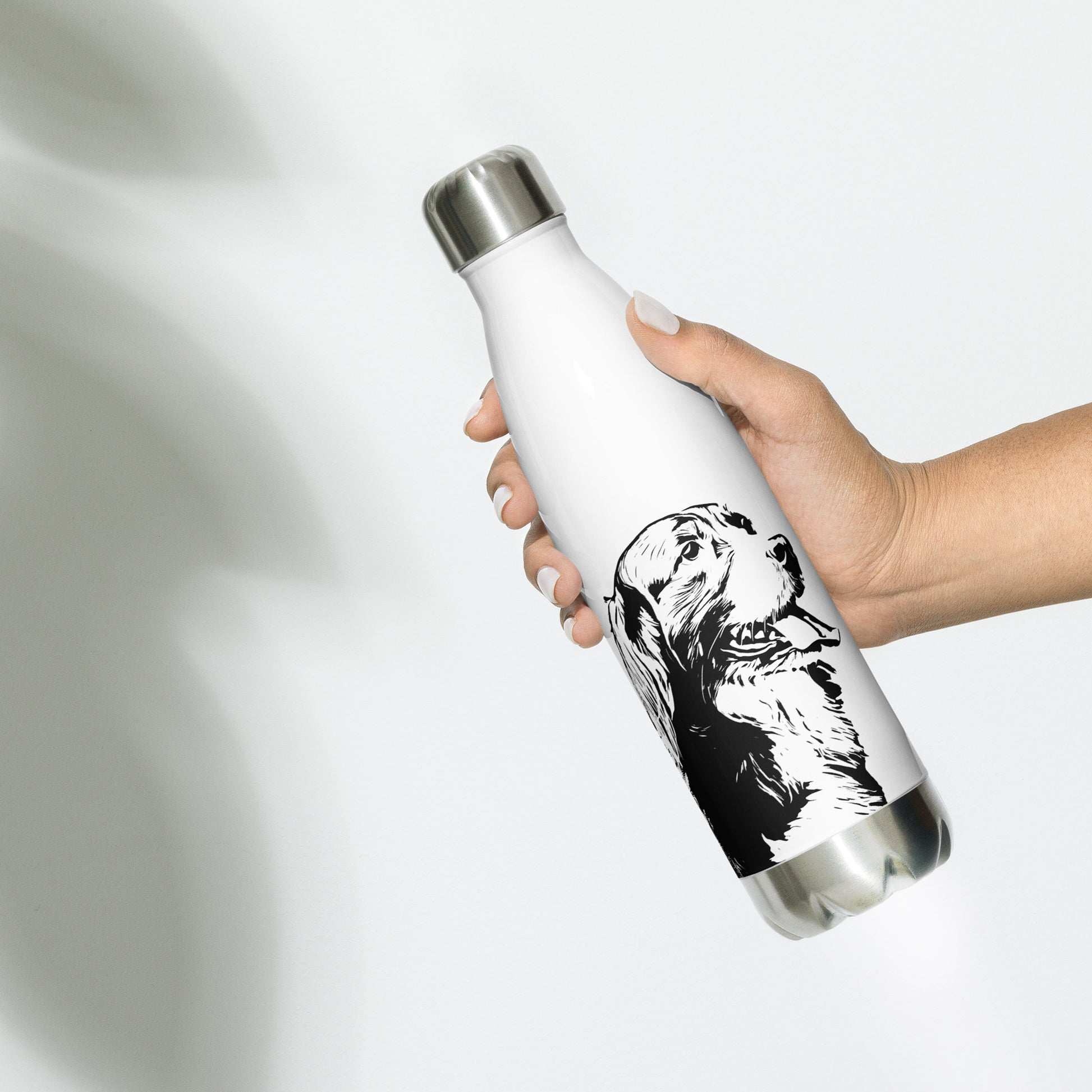 Personalized Pet Line Drawing Stainless Steel Water Bottle | Seepu | dog image