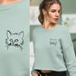 Personalized Pet Embroidery Women's Crop Sweatshirt | Seepu  | woman wearing