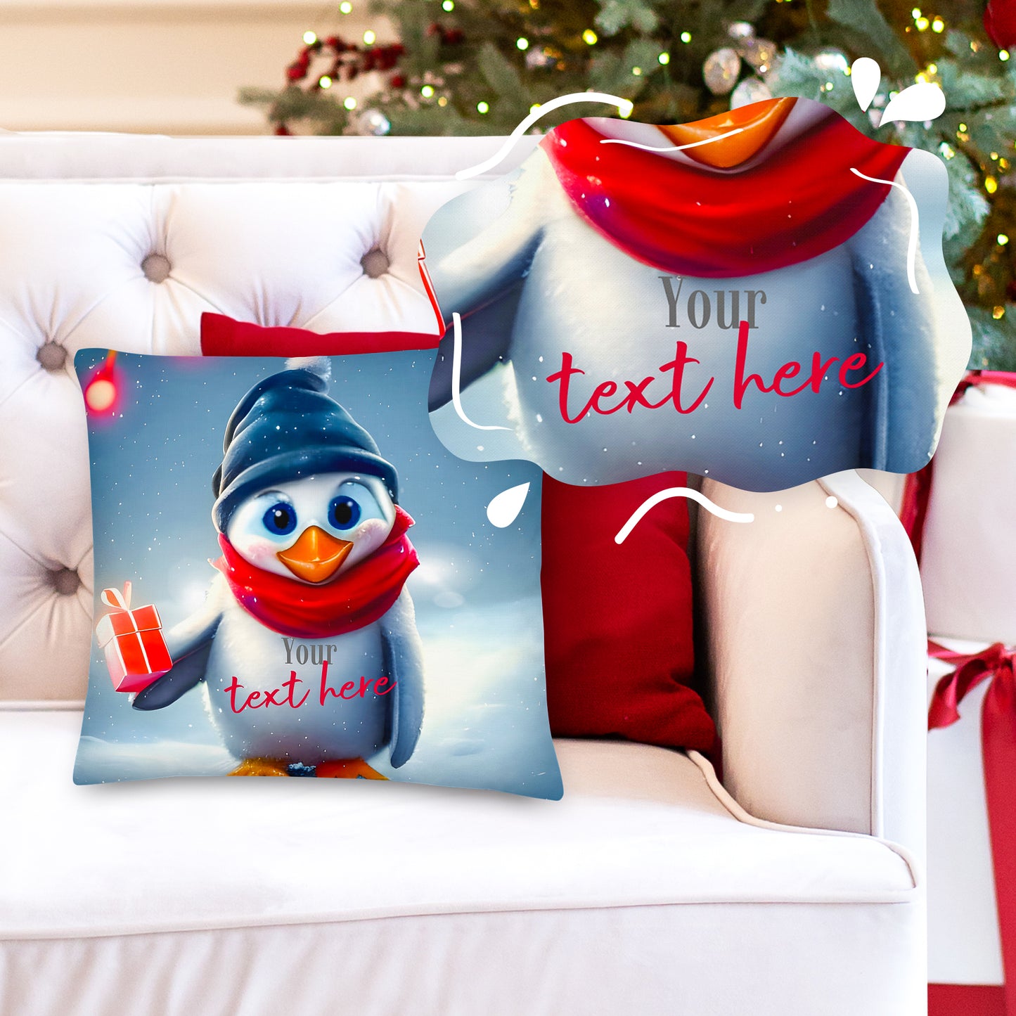 Personalized Christmas Pillow - Penguin | Seepu | custom
