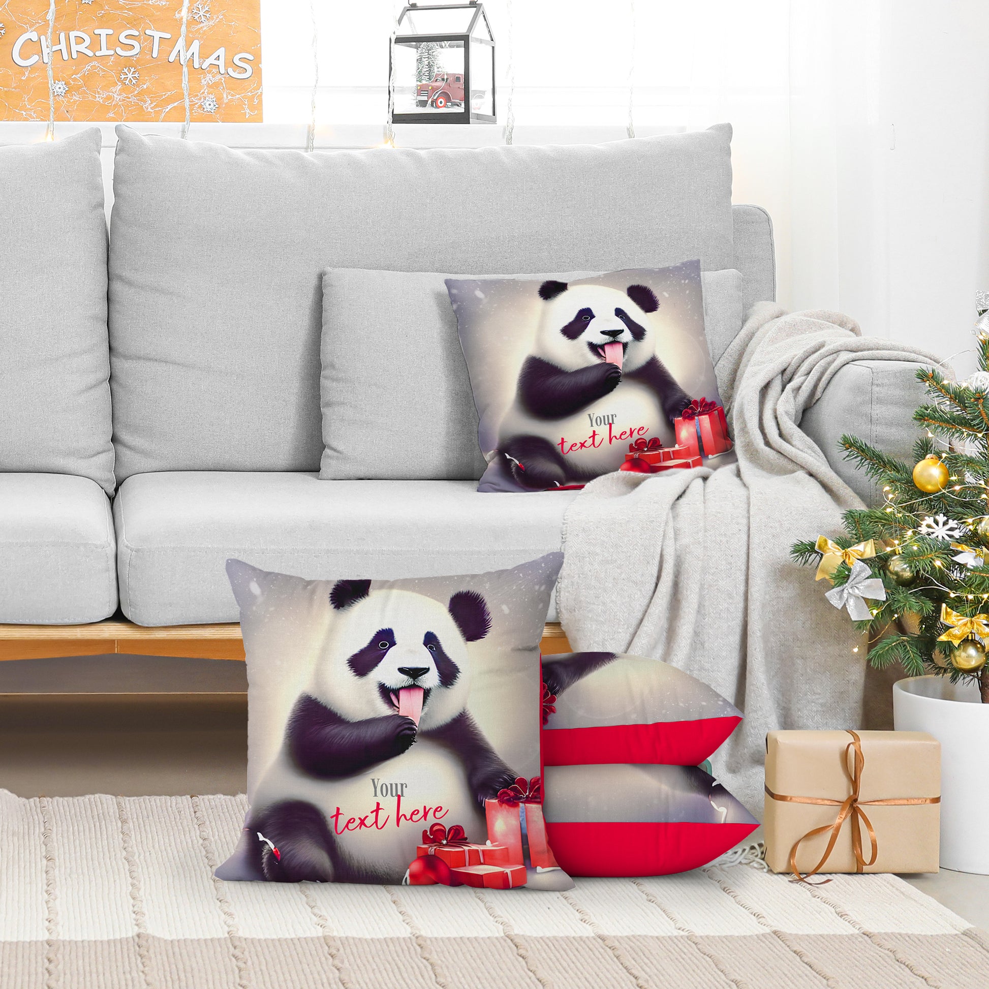 Personalized Christmas Pillow Case - Panda | Seepu |three