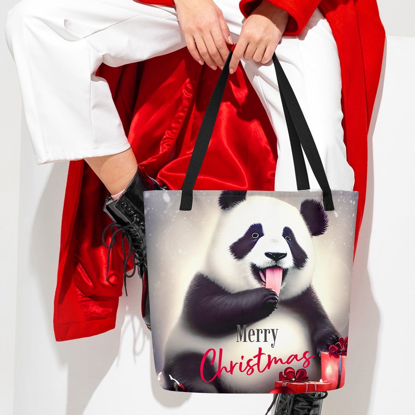 Christmas Large Tote Bag With Pocket - Goat | xmas