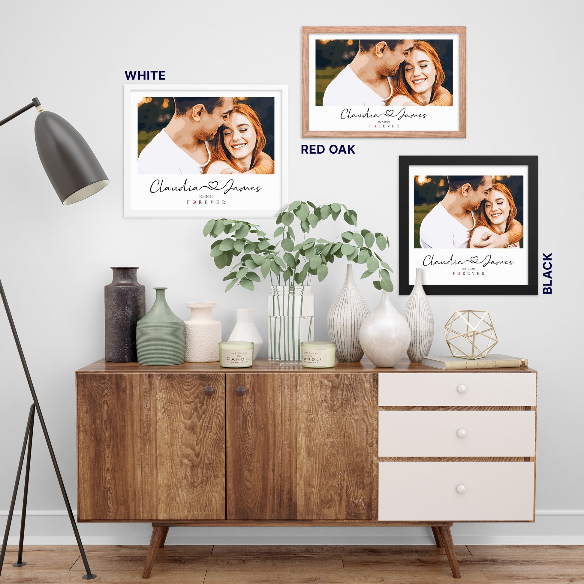 Frame colors of Personalized Framed Poster with image, names and date | Seepu