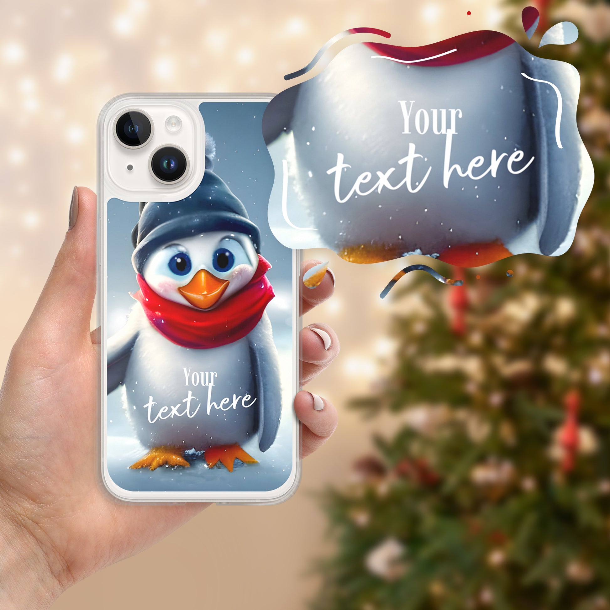 Personalized Christmas iPhone Case - Penguin | Seepu | custom