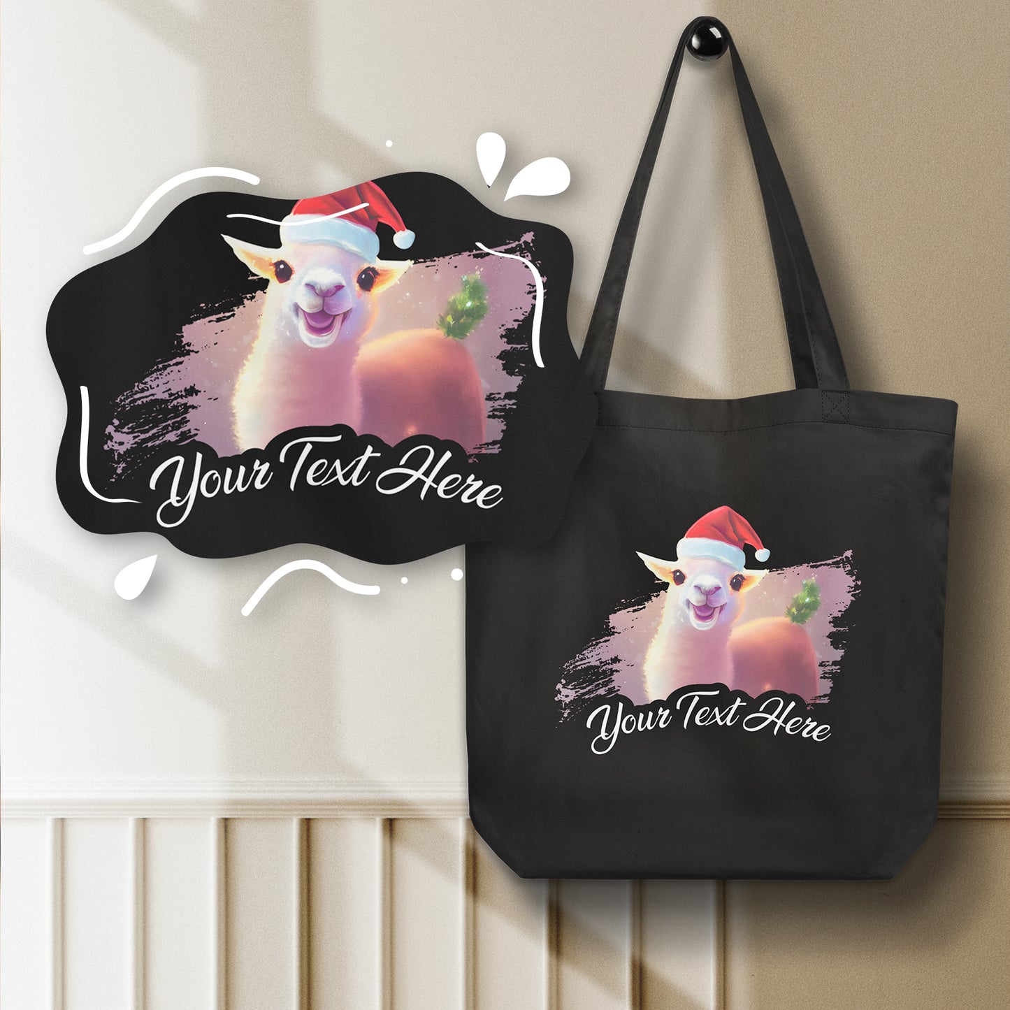 Personalized Christmas Eco Tote Bag - Lama | Seepu | customized