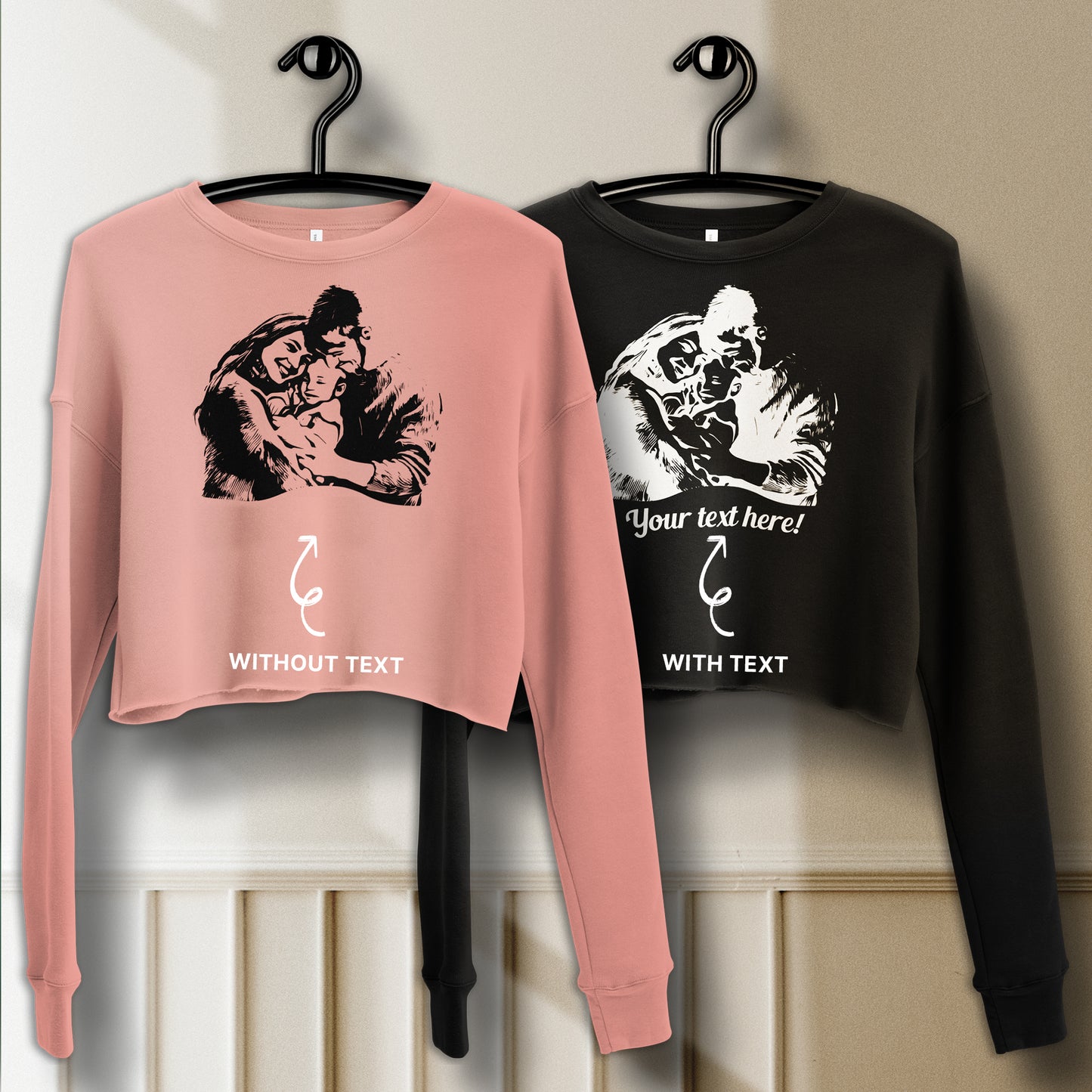 Personalized Line Drawing Crop Sweatshirt | Seepu | with and without text