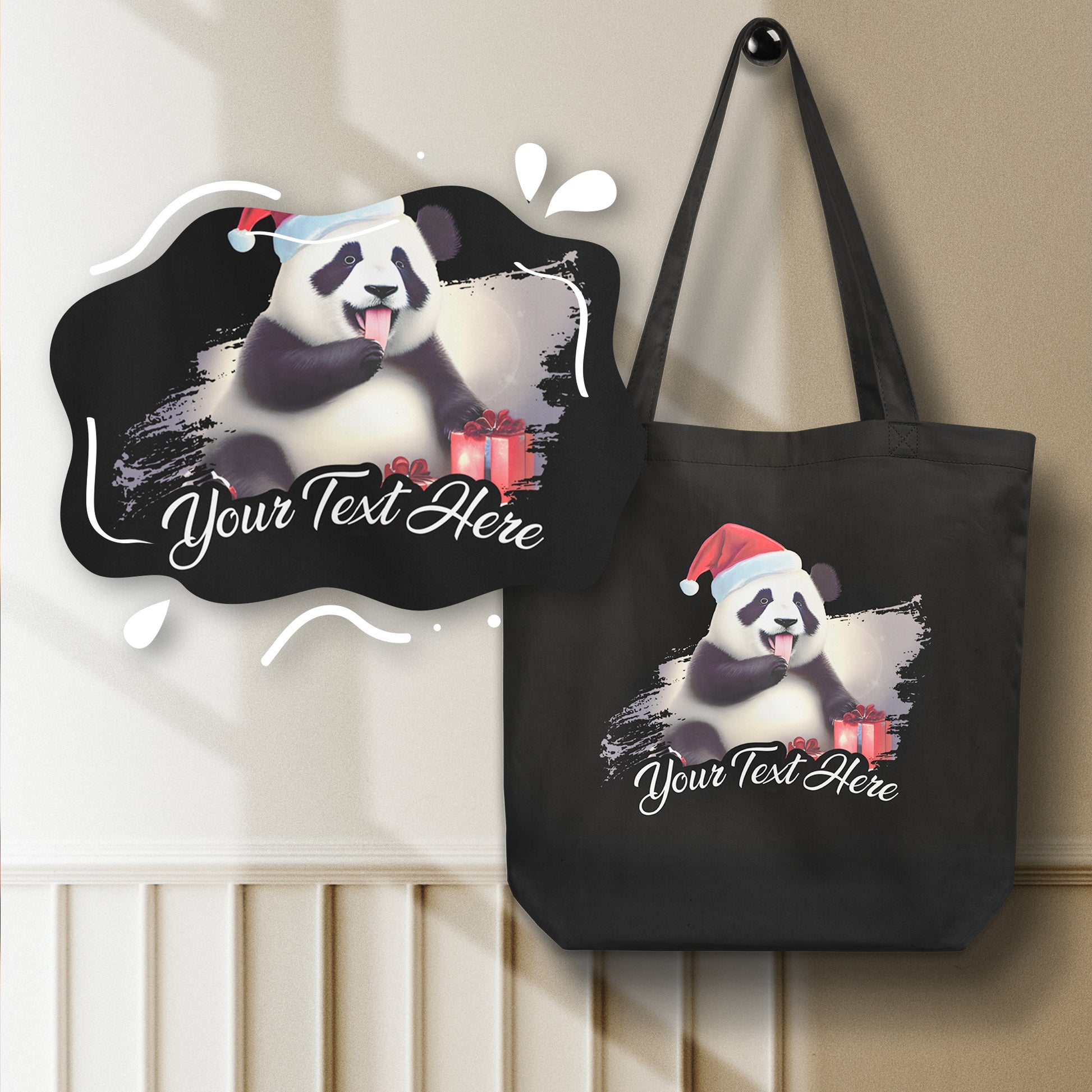 Personalized Christmas Eco Tote Bag - Panda | Seepu | customized