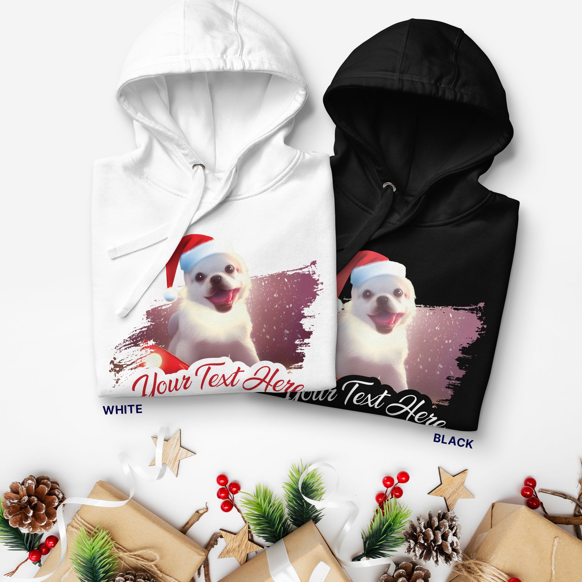 Personalized Unisex Hoodie Christmas Dog | black and white | seepu