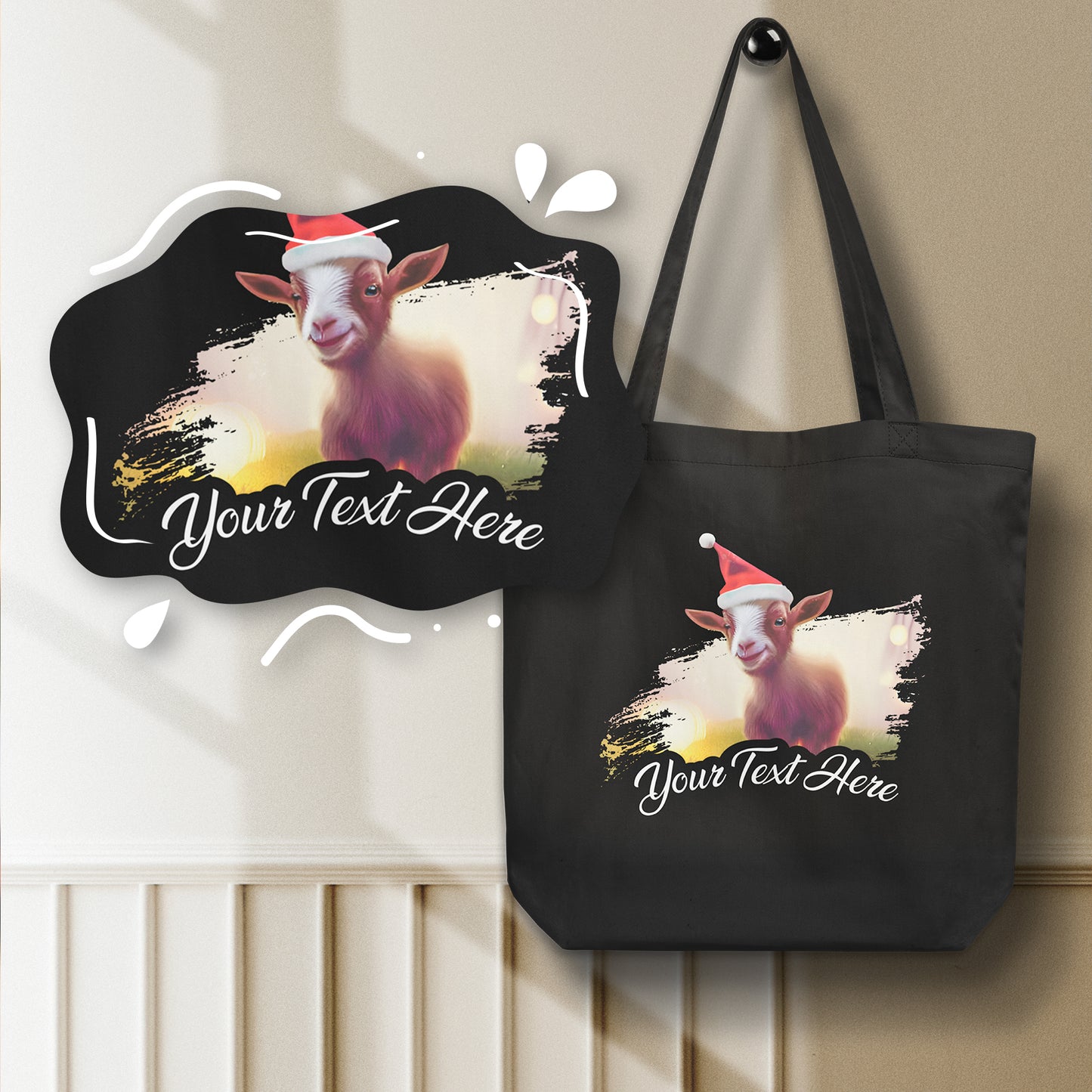 Personalized Christmas Eco Tote Bag - Goat | Seepu | customized