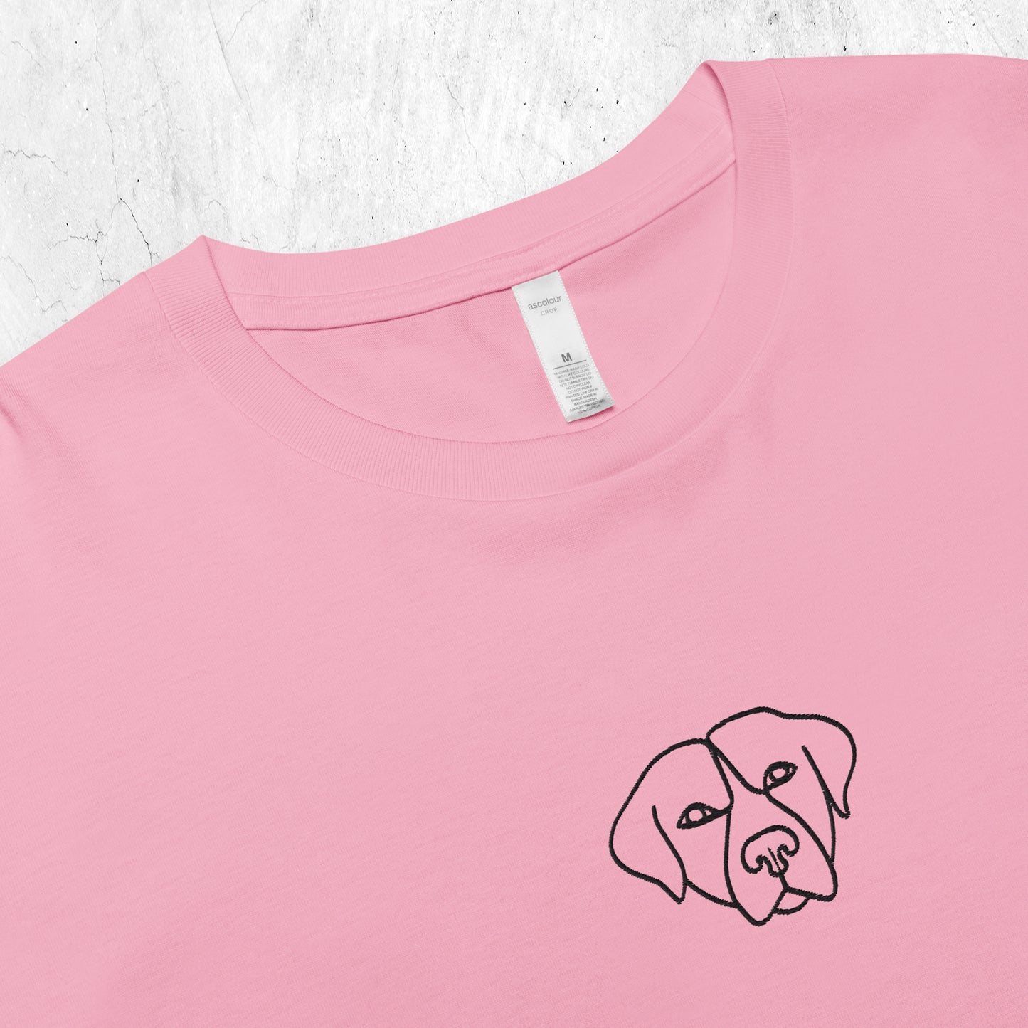 Personalized Pet Embroidery Women’s Crop Top | Seepu | pink close-up