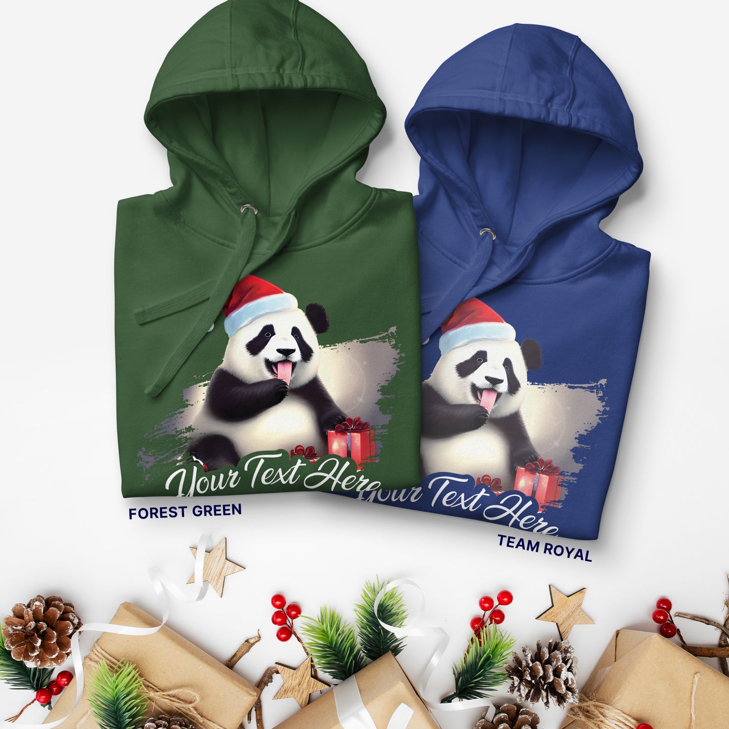 Personalized Unisex Hoodie Christmas Panda | green and blue| Seepu 