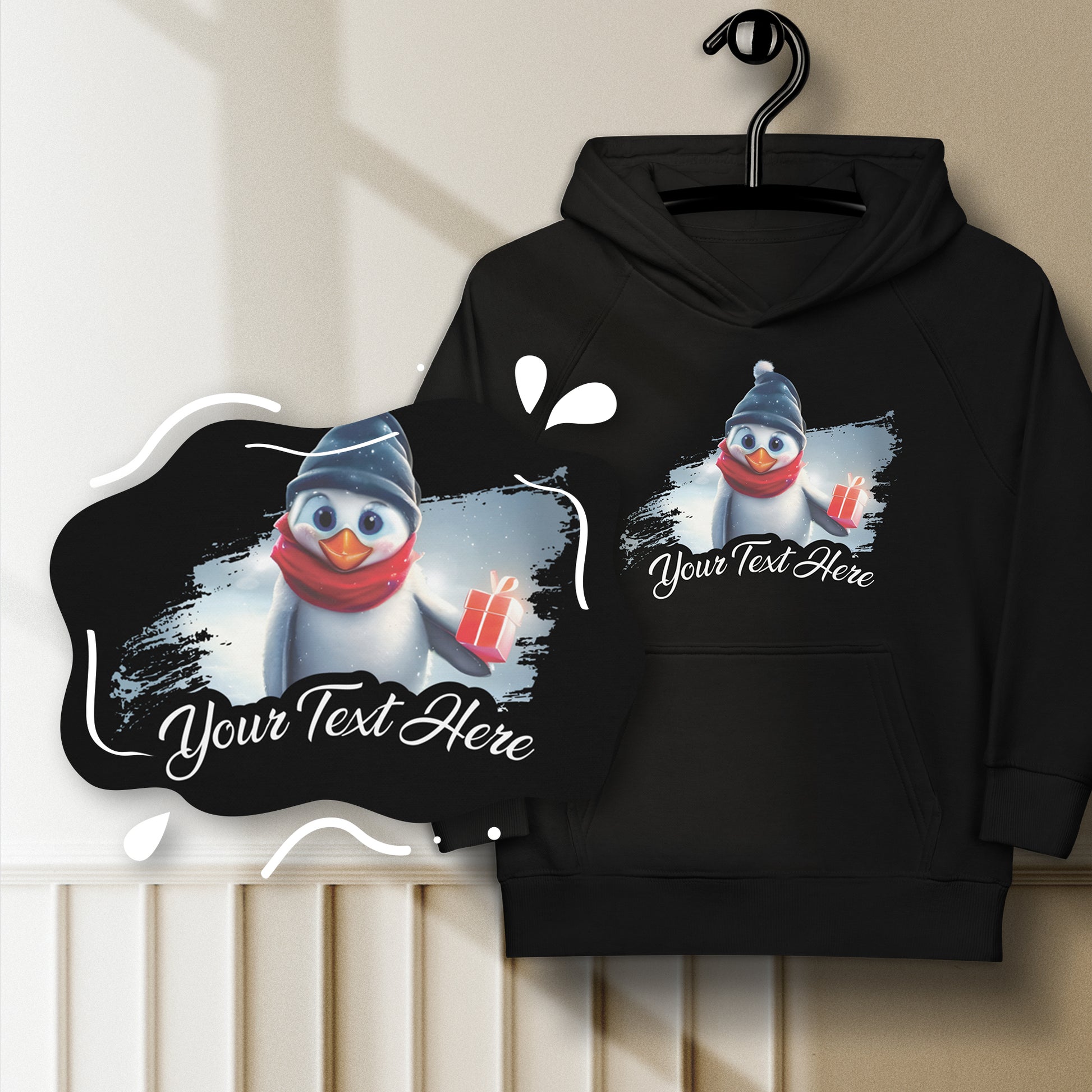 Personalized Christmas Kids Eco Hoodie - Penguin | Seepu | custom