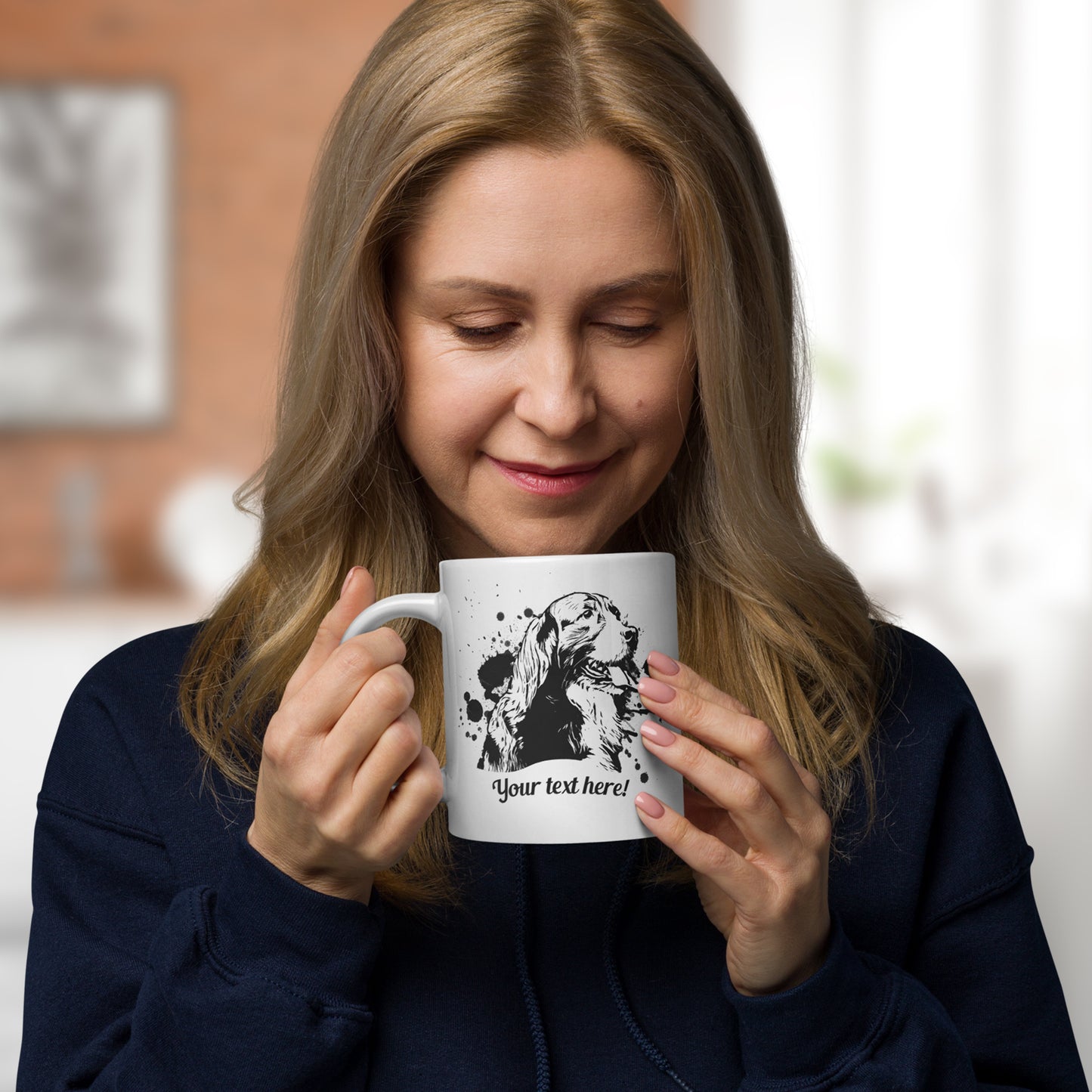 Personalized Pet Line Drawing Ceramic Mug | Seepu | woman with mug