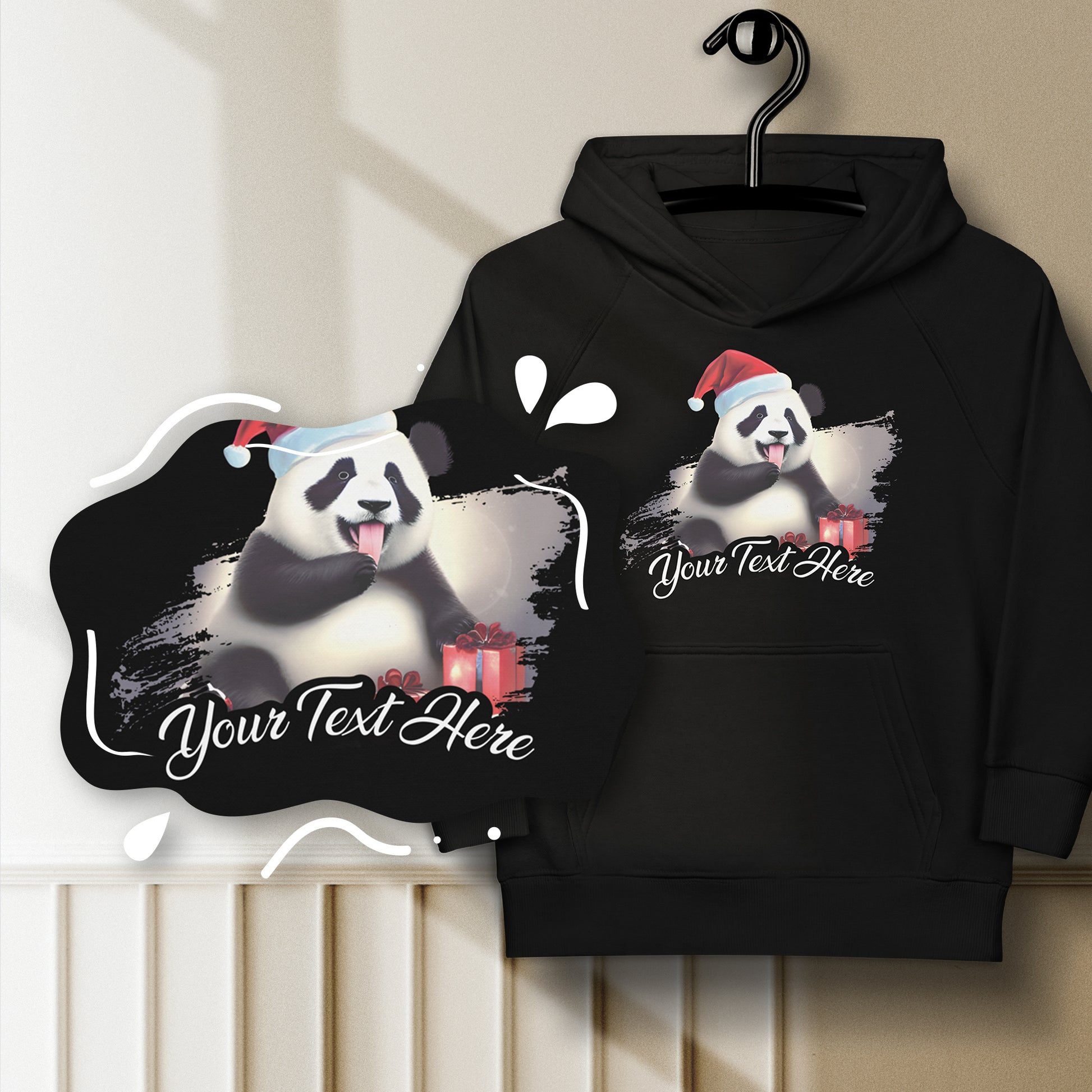 Personalized Christmas Kids Eco Hoodie - Panda | Seepu | custom