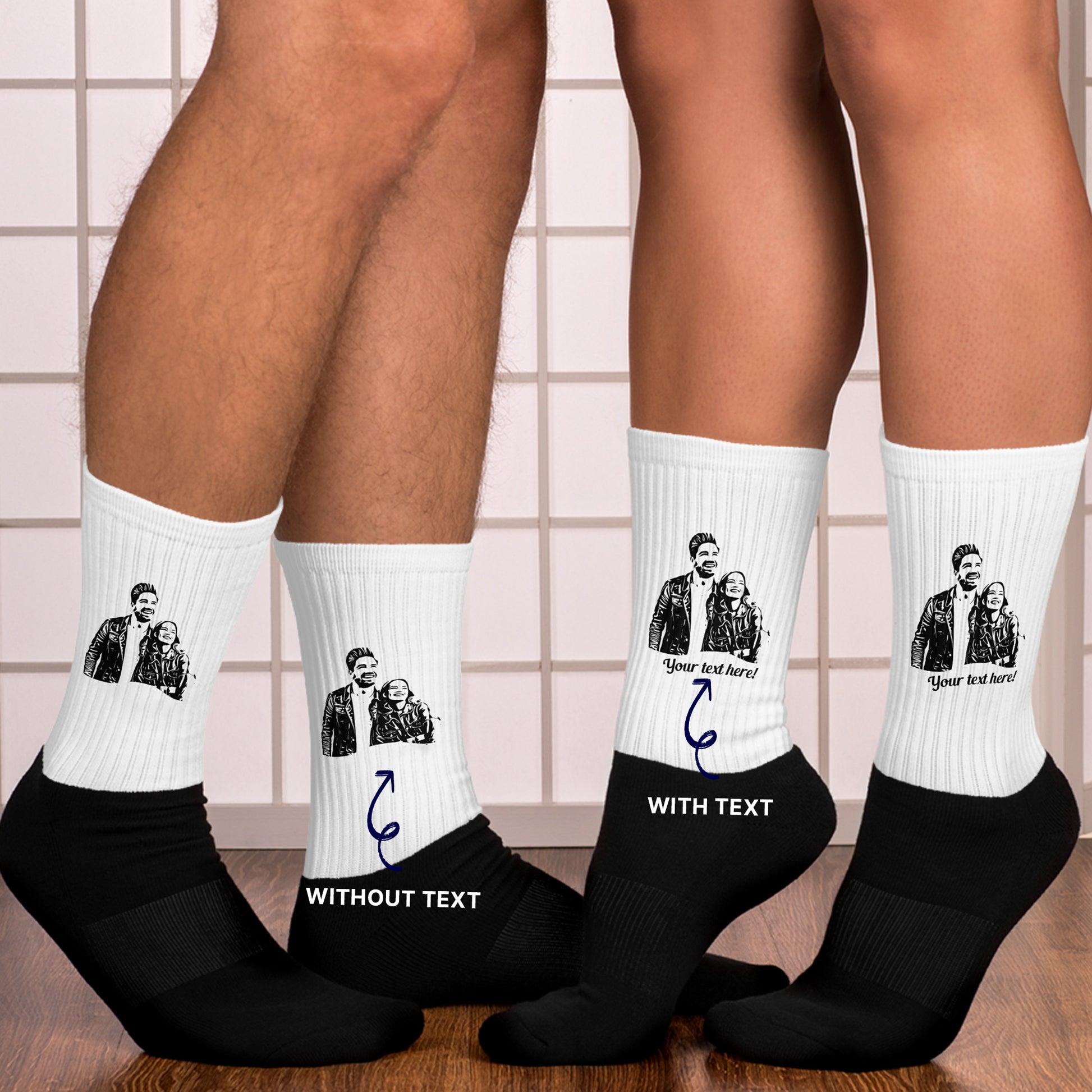 Personalized Line Drawing Unisex Socks | Seepu | with and without text