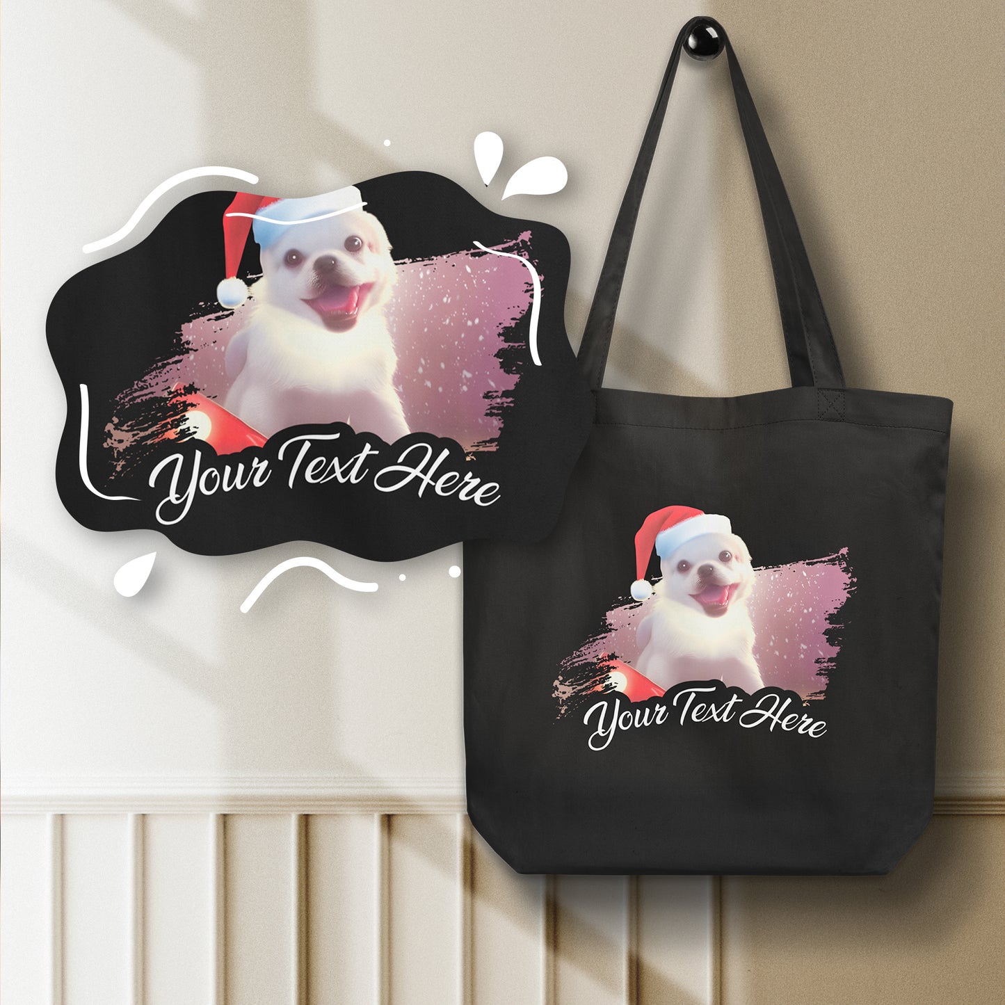Personalized Christmas Eco Tote Bag - Dog | Seepu | cusotmized