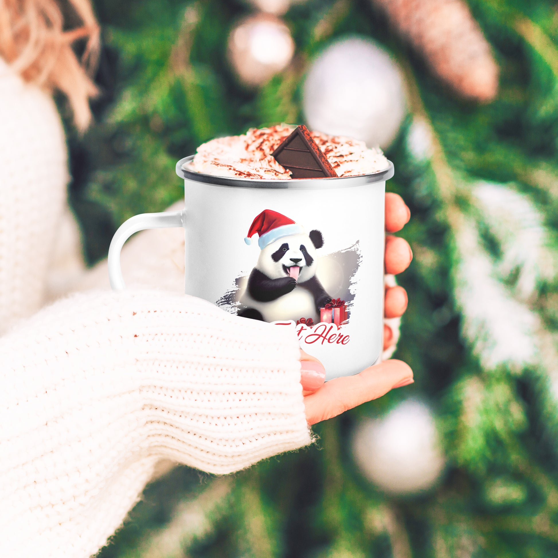 Christmas Enamel Mug - Panda | Seepu | hot choc
