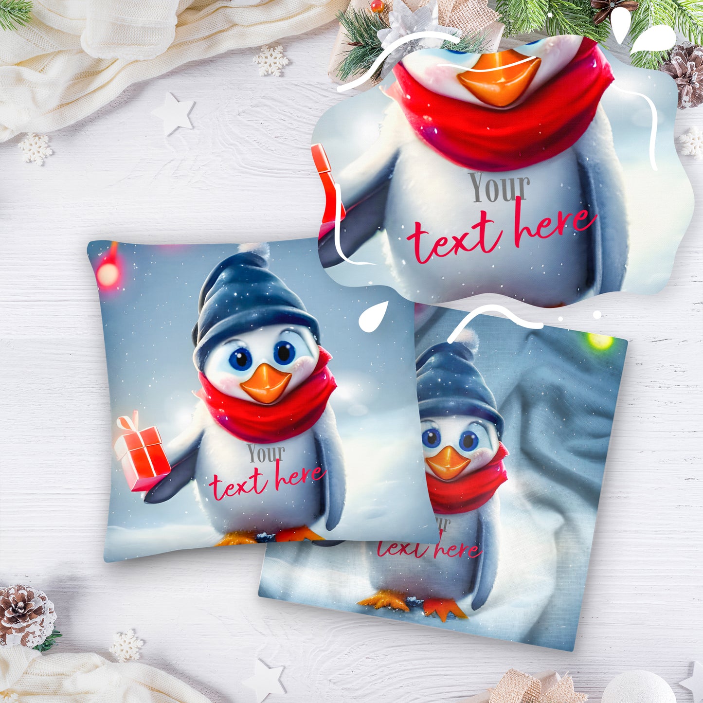 Personalized Christmas Pillow Case - Penguin | Seepu | custom
