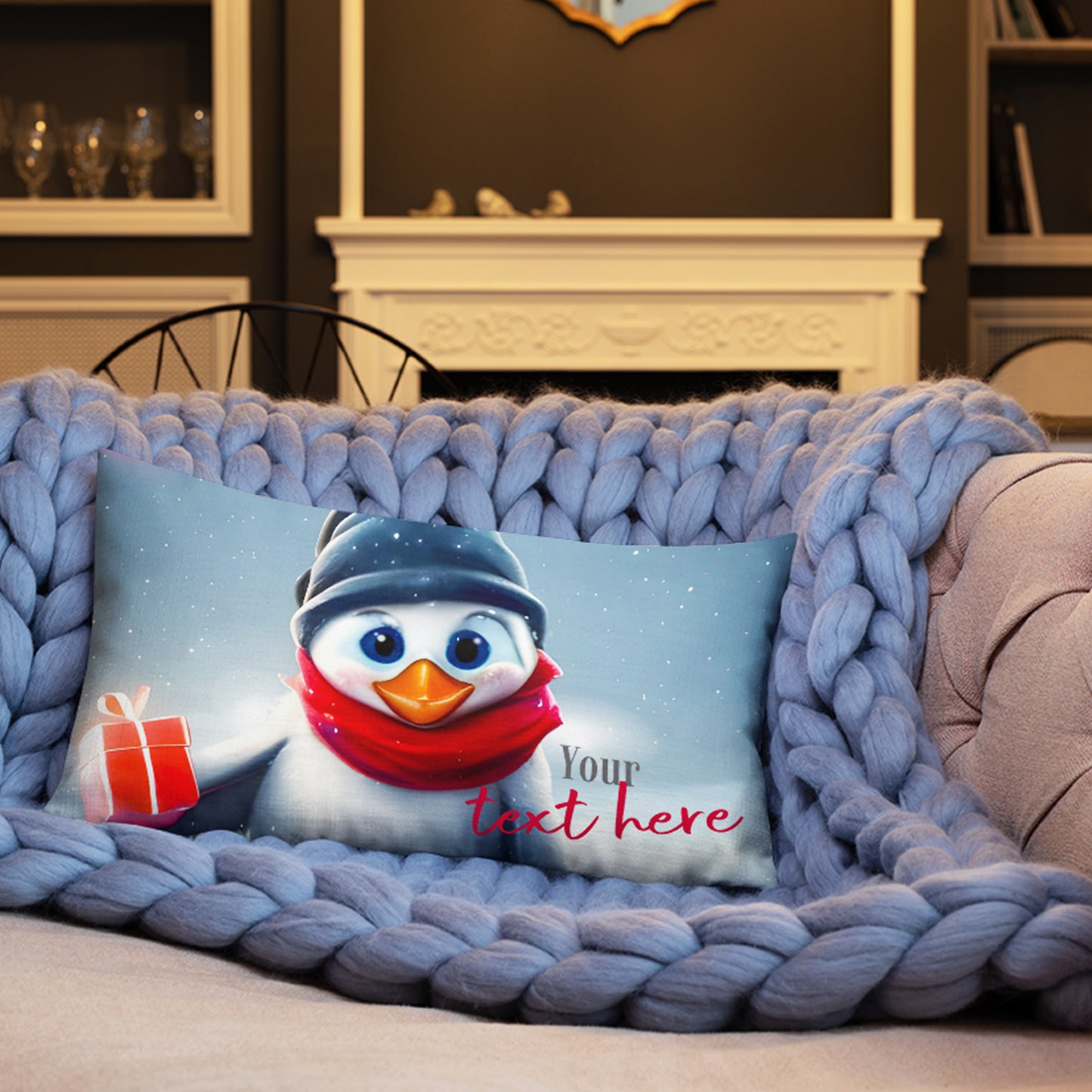 Personalized Christmas Pillow - Penguin | Seepu | narrow pillow