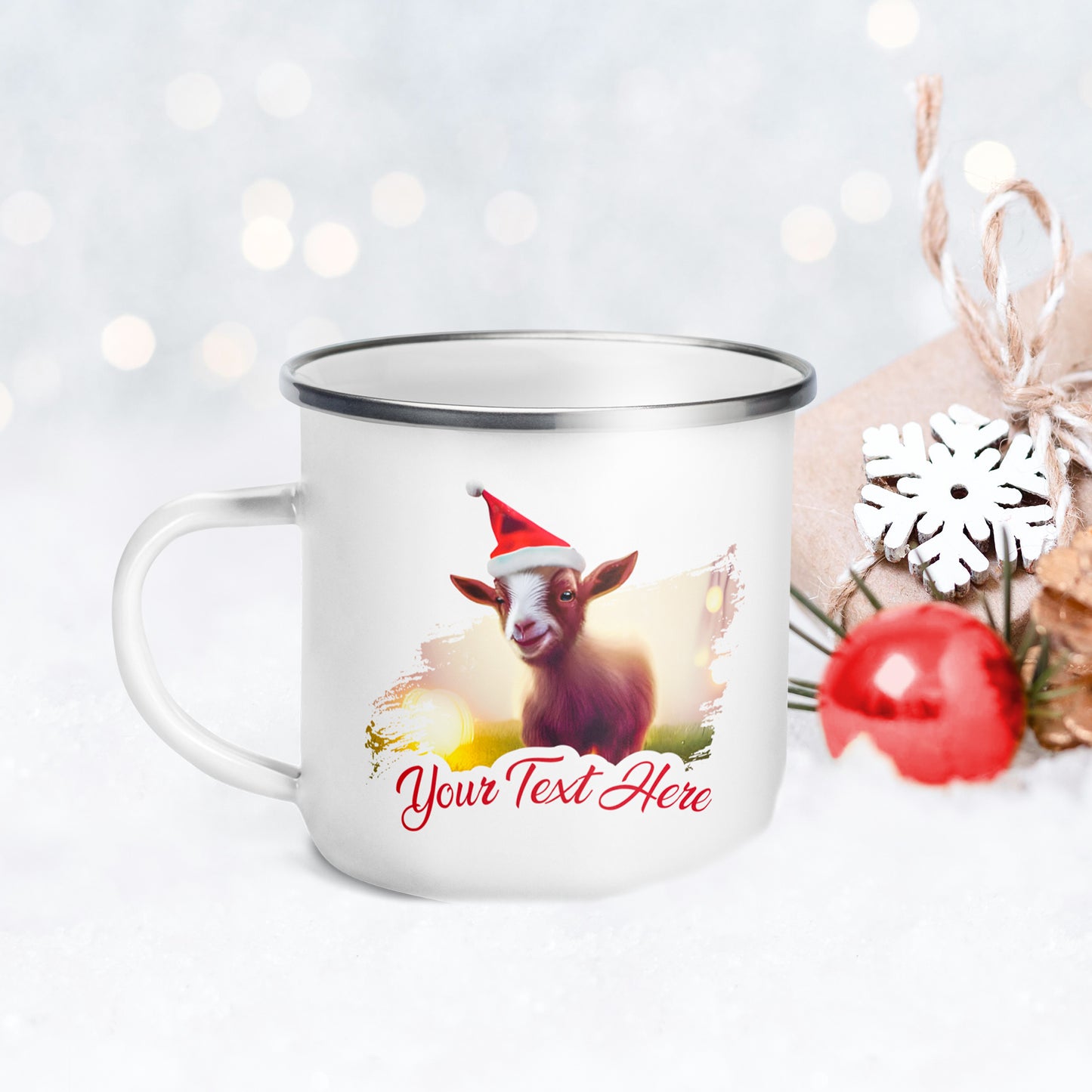 Christmas Enamel Mug - Goat | Seepu | frotn view